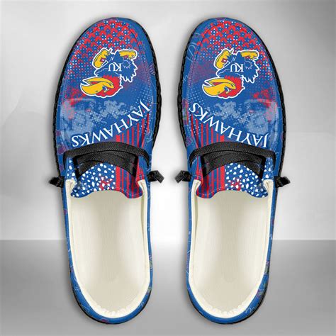 ncaa kansas jayhawks personalized hey dude sports shoes custom name