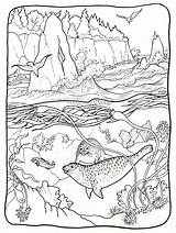 Coloring Pages Sea Rocks Drawing Water sketch template