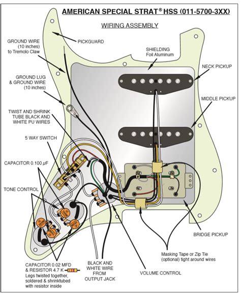 wiring diagram  hss stratocaster guitar