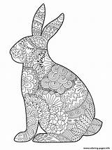 Bunny Coloring Zentangle Easter Pages Adult Printable Info sketch template