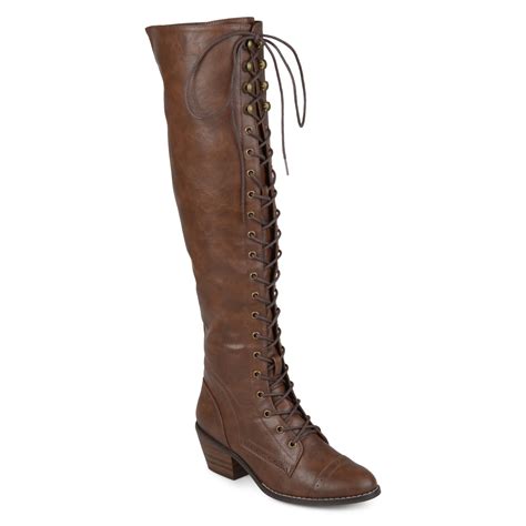 brinley  womens faux leather wide calf   knee lace  brogue boots walmartcom