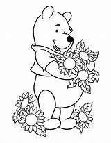 Coloring Pooh Sunflowers Winnie Loves Pages Flowers Rocks Balloon Paints Rides sketch template