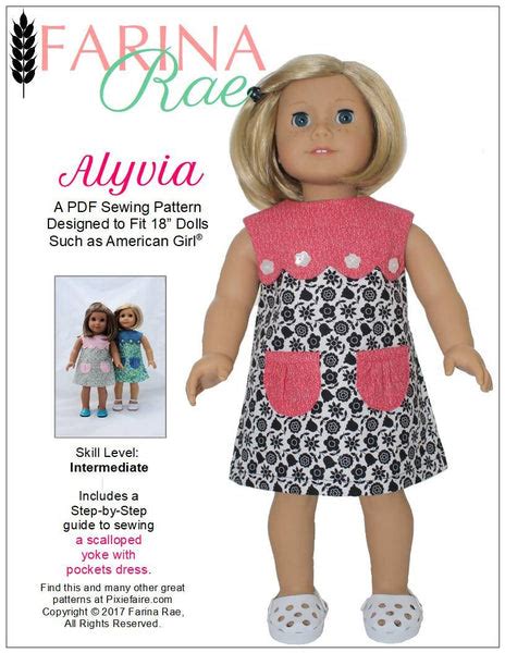 farina rae alyvia dress doll clothes pattern 18 inch american girl dolls