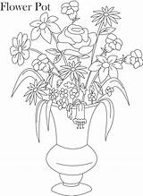 Flower Pot Drawing Coloring Line Flowers Drawings Sketch Plant Vases Pencil Vase Pots Printable Pages Clipart Kids Sketches Easy Library sketch template