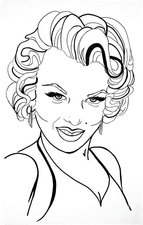 Marilyn Monroe Line Drawing Drawing By Linda Simon