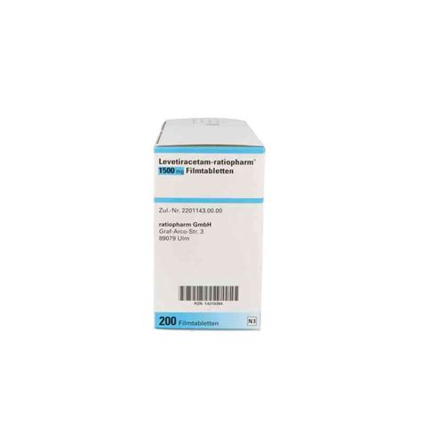 Levetiracetam Ratiopharm 1 500 Mg Filmtabletten 200 Stk