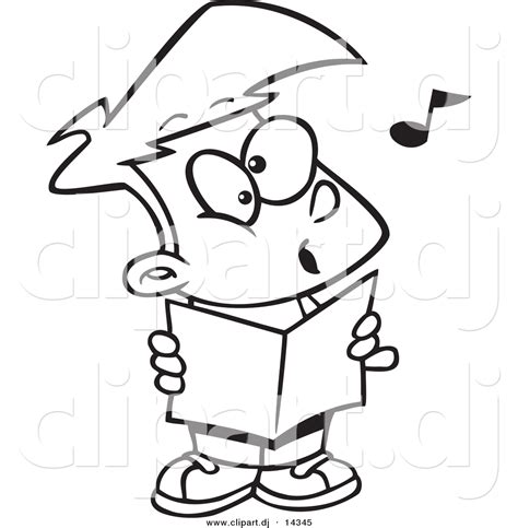 vector  cartoon choir boy singing coloring page outline  ron
