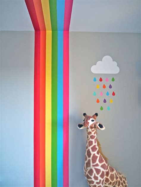 diy  rainbow mural   childs room  decorators tape