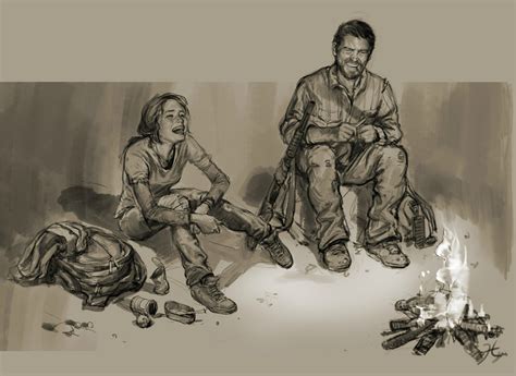 the last of us joel and ellie campfire