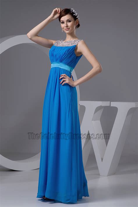 celebrity inspired blue chiffon prom gown evening formal dresses thecelebritydresses