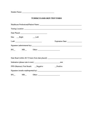 employment printable tb skin test form template prntbl