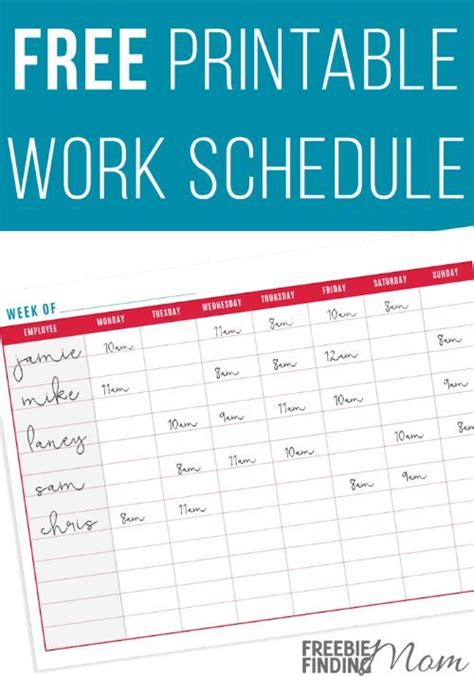 printable work schedule planner ideas  printables