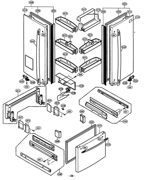 door parts diagram parts list  model  kenmore elite parts refrigerator parts