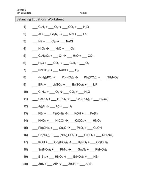 chemistry balancing equations worksheet answer key answer key