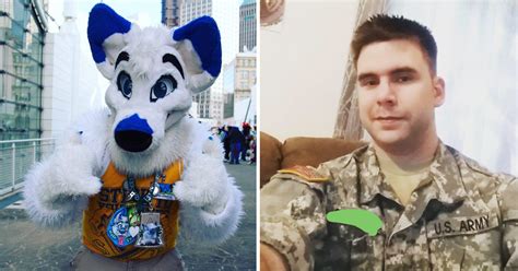 army soldier lives double life as furry character called mark the husky