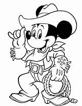 Mickey Coloring Pages Cowboy Mouse Disney Kids Choose Board Costum Wear sketch template