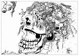 Doodle Coloring Pages Adult Adults Skull Doodling Weird Evil Scary Creatures Strange Draw Sites sketch template