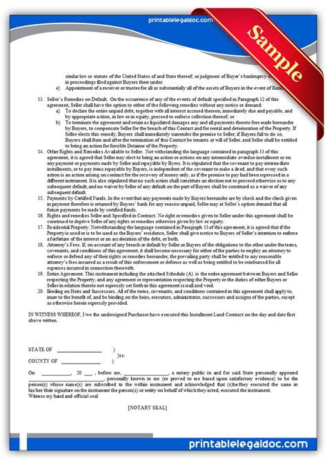 printable contract  deed forms template