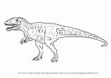 Carcharodontosaurus Draw Step Drawing Dinosaurs Tutorials Drawingtutorials101 sketch template