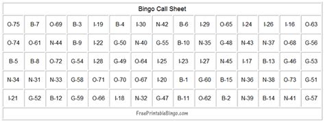 printable bingo call sheet grcominfo