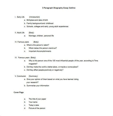 biography outline templates