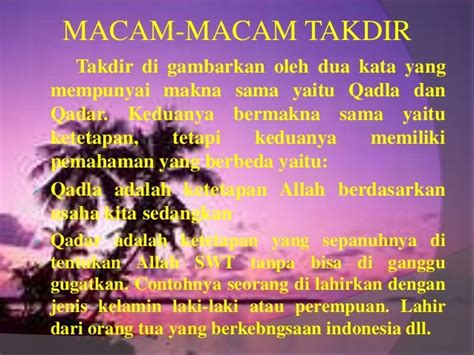 macam macam takdir  contohnya aneka contoh