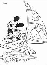 Mickey Coloring Disney Pages Surfing Playing Mouse Sea Beautiful sketch template