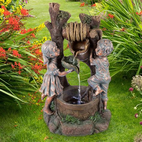 children    water fountain  led lights lighted outdoor fountain  antique