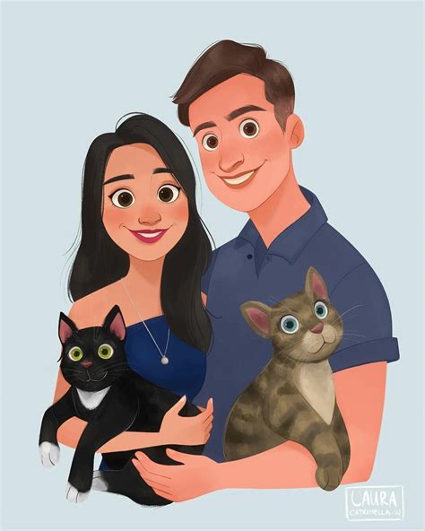 a man and woman holding two cats in their arms with the caption cat is