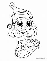 Coloring Pages Christmas Santa Teo Wearing Costume Elf sketch template