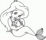 Coloring Baby Princess Ariel Fish Pet sketch template