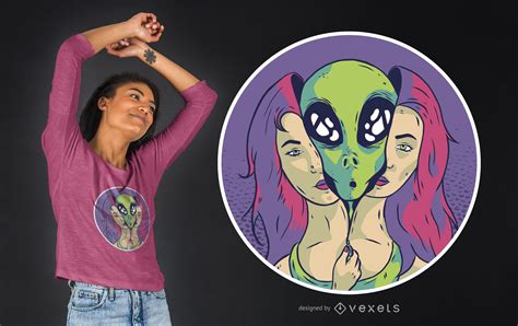 alien girl t shirt design vector download