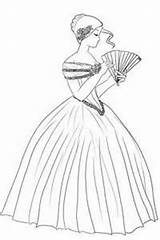 Coloring Victorian Pages Fashion Ladies Dress House sketch template