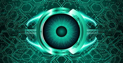 Fondo De Tecnología Futura De Circuito Azul Cyber Eye Vector Premium