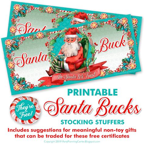 printable santa bucks stocking stuffers christmasdiy