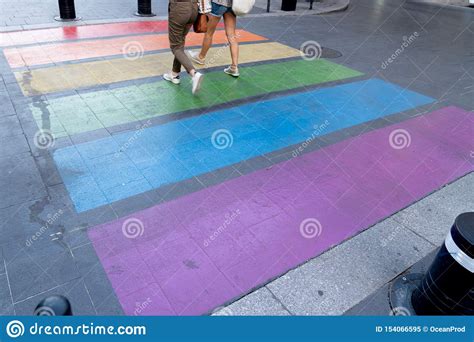 rainbow colored crosswalk in lesbian gay pride in bordeaux