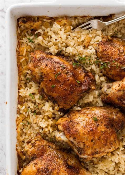oven baked chicken  rice recipetin eats