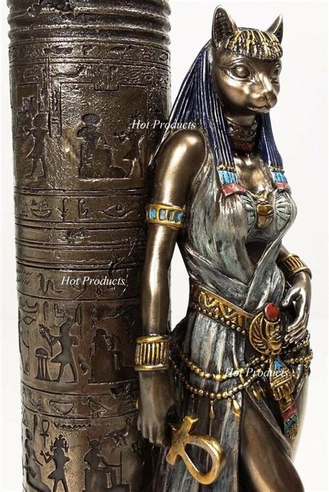 Egyptian Cat Goddess Bastet Candle Holder Statue Sculpture