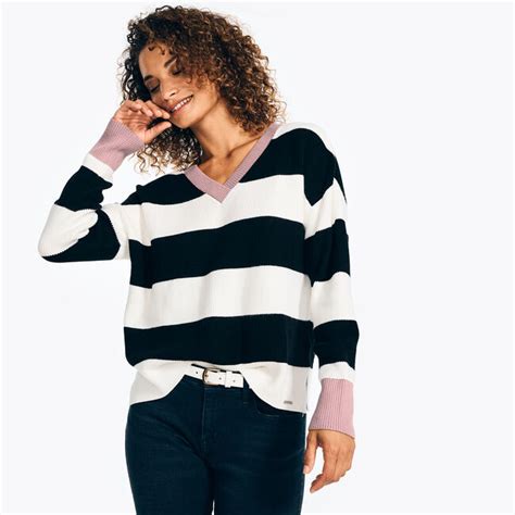 Striped V Neck Sweater Nautica