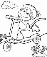Scooter Coloring Pages Colouring Dora Boots Scooters Printables Kids Riding Picolour Lots Stunt sketch template