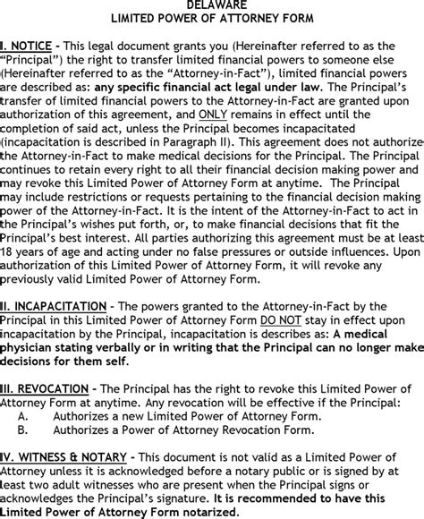 delaware limited power  attorney form  kb  pages