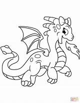 Coloring Dragon Fire Breathing Pages Cute Printable sketch template