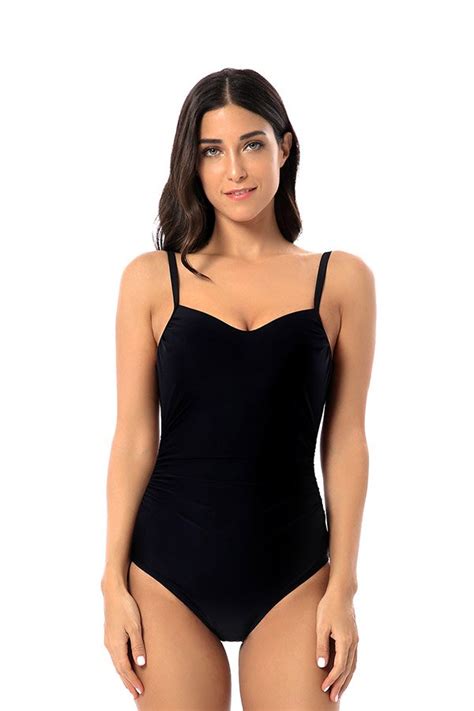 Low Back One Piece Swimsuit With Pure Black Design