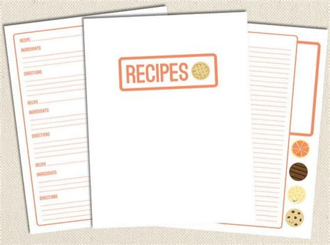 sweet  printable recipe pages allfreepapercraftscom
