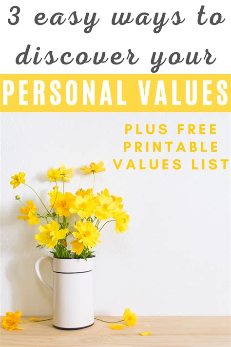 printable values list   personal values values list