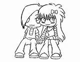 Emo Coloring Couple Pages Coloringcrew sketch template