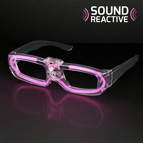 led light up sound activated eye glasses assorted color 4 pack pink