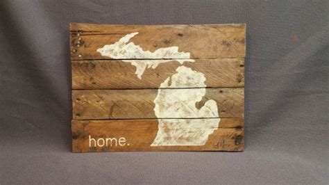 state  michigan reclaimed wood pallet wall art gift
