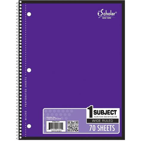 wide rule spiral notebook purple cover  sheets