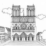 Coloring Cathedral Paris Notre Dame Game Print sketch template